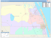 Indian River County Wall Map Color Cast Style